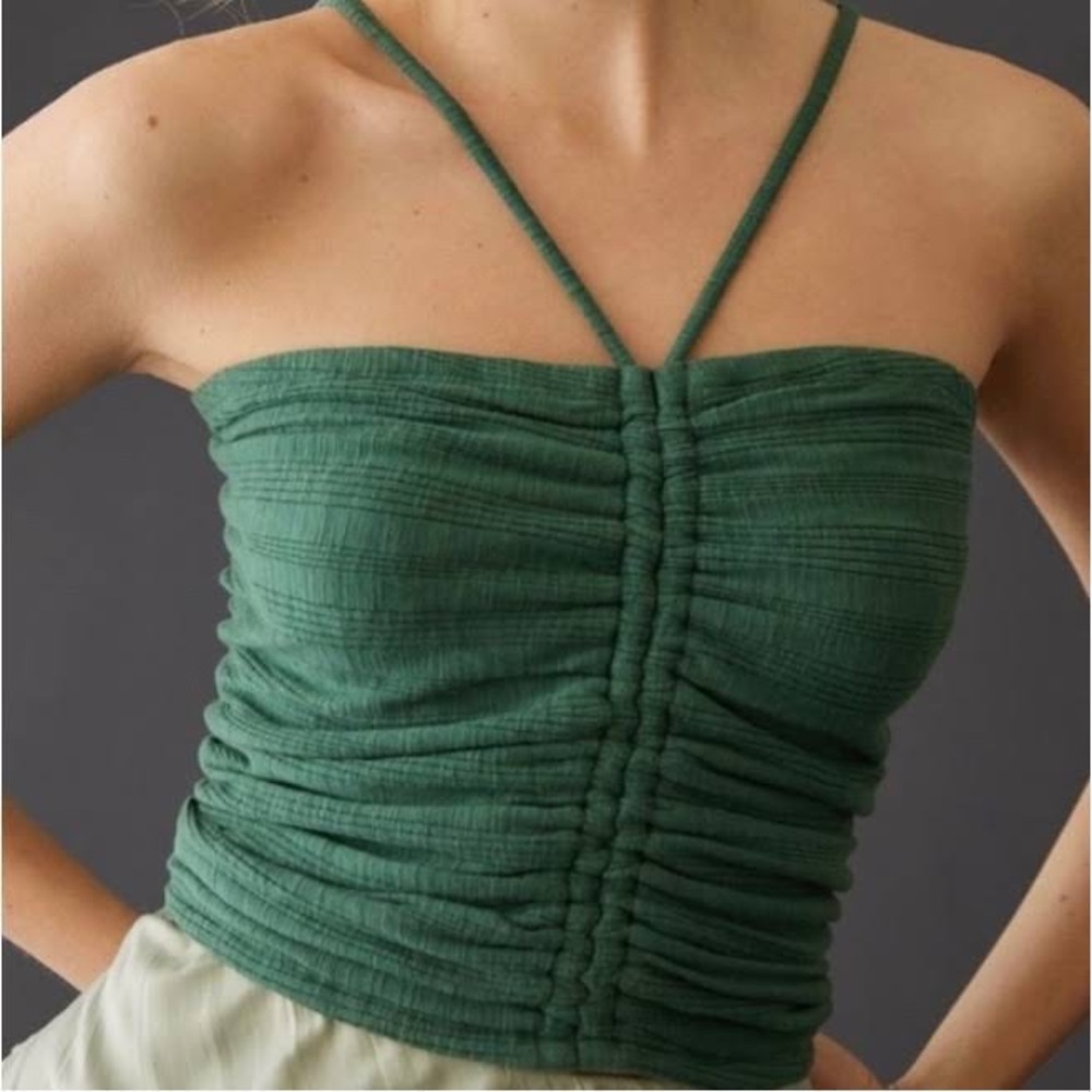 Anthropologie Pilcro Ruched Ribbed Halter NWT holly